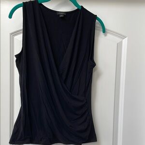 Black Sleeveless Wrap Top